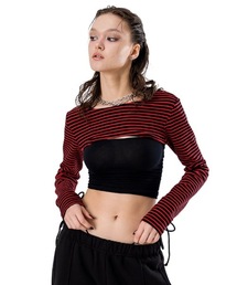 runningHIGH | 【RUNNING HIGH 】ストライプスリムボレロトップ / STRIPE SLIM BOLERO TOP(Tシャツ/カットソー)