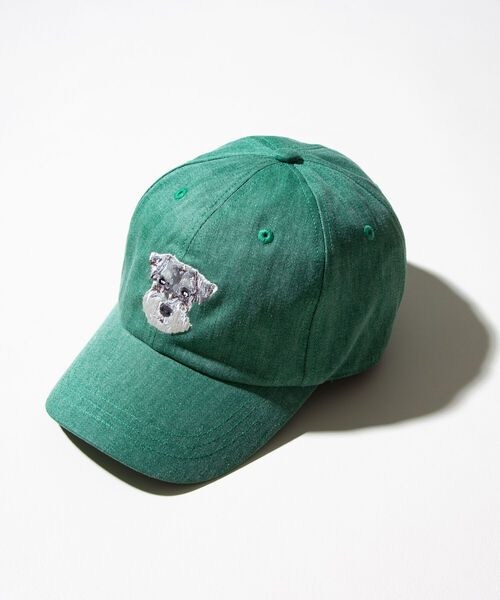 GLOSTER(グロスター)の「【GLOSTER/グロスター】WASHED DOG embroidery CAP キャップ(キャップ・メンズ・グレイッシュベージュ/チャコールグレー/グリーン・FREE)」の3枚目の写真