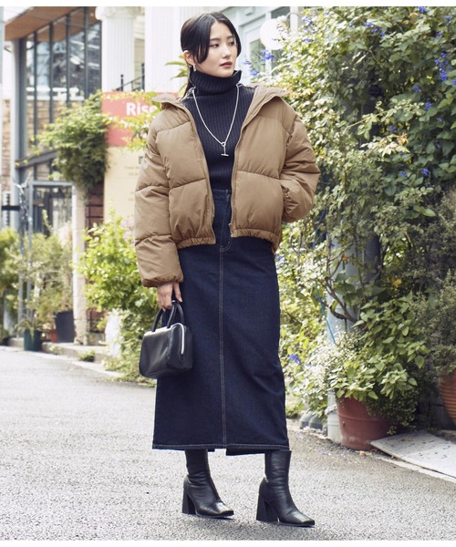 ANAP（アナップ）の「サイドドロストフェイクダウン（ダウンジャケット/コート・レディース・ブラウン/アイボリー/ブラック・FREE）」の8枚目の写真