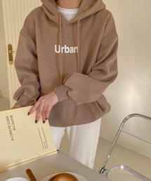 2022 AW 秋冬 韓国ファッション スウェット パーカー レディース 裏起毛あり Urbanロゴフーディー オーバーサイズ ビッグシルエット