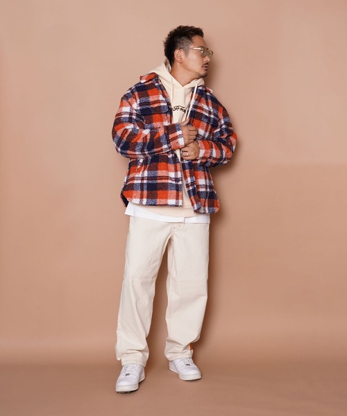 #Re:room(リルーム)の「チェックボアビッグジャケット(その他アウター・メンズ・ベージュ/ネイビー・S-M/M-L)」の13枚目の写真