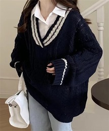 オーバーサイズ」に該当するレディースのニット/セーター（ブルー