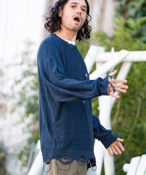 CAMBIO（カンビオ）の「mn2717-ダメージニットセーター（ニット