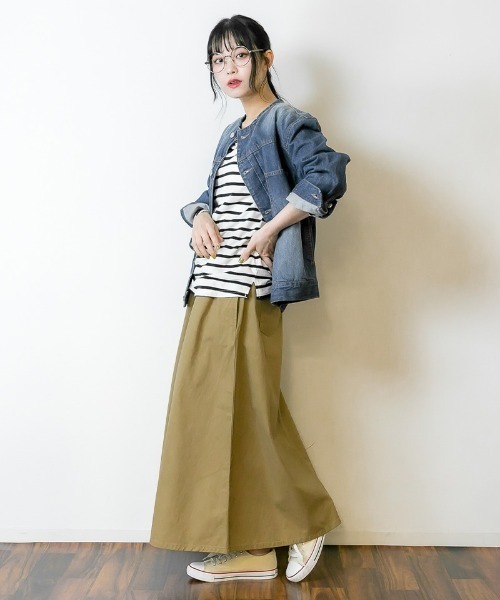 atONE(アットワン)の「atONE ウエストリブツイルマキシスカート(スカート・レディース・ベージュ/ブラック/カーキ・M/4L/L/3L/LL)」の10枚目の写真