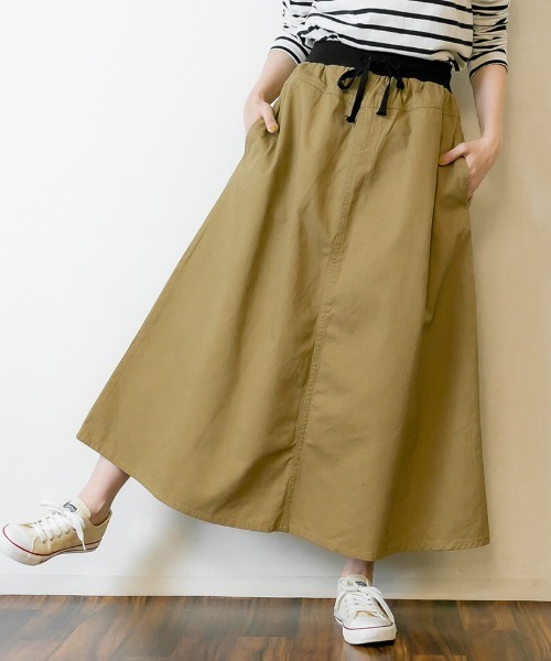 atONE(アットワン)の「atONE ウエストリブツイルマキシスカート(スカート・レディース・ベージュ/ブラック/カーキ・M/4L/L/3L/LL)」の14枚目の写真