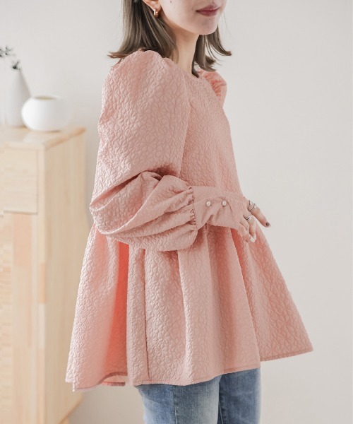 SUGAR BISKET（シュガービスケット）の「ジャガードブラウス（シャツ/ブラウス・レディース・ピンク/グレー/ブラック/ホワイト・フリー）」の4枚目の写真