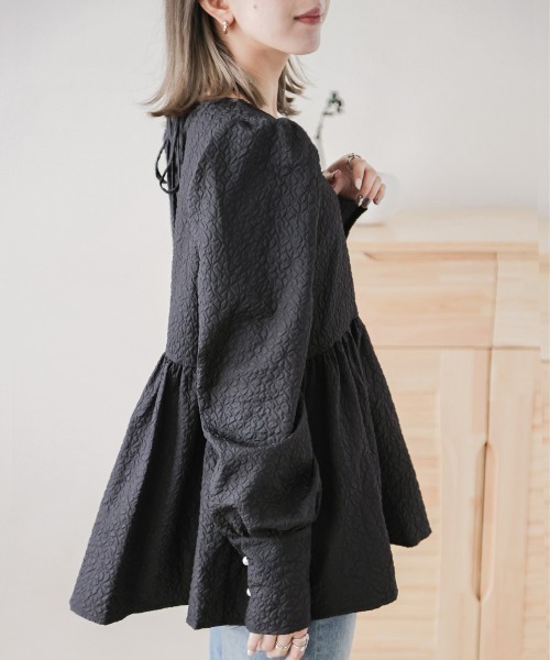 SUGAR BISKET（シュガービスケット）の「ジャガードブラウス（シャツ/ブラウス・レディース・ピンク/グレー/ブラック/ホワイト・フリー）」の9枚目の写真