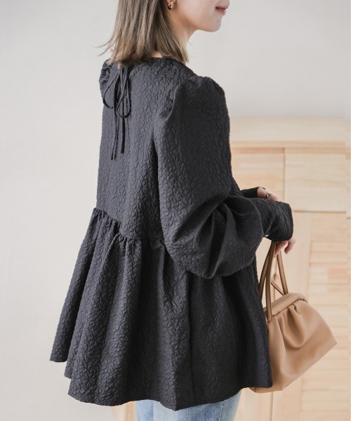 SUGAR BISKET（シュガービスケット）の「ジャガードブラウス（シャツ/ブラウス・レディース・ピンク/グレー/ブラック/ホワイト・フリー）」の10枚目の写真