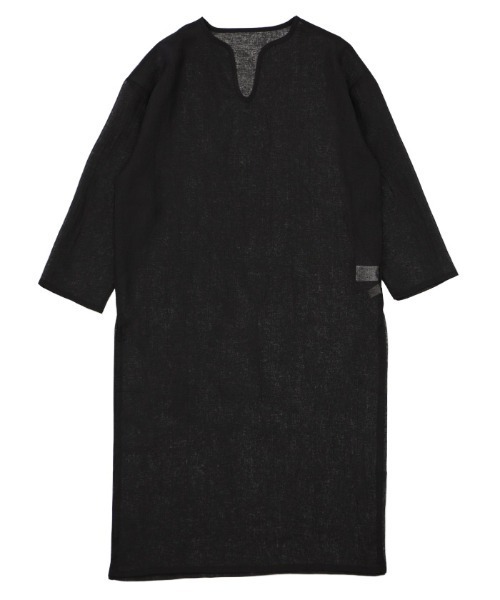 select MOCA（セレクトモカ）の「シアーリネンライクスリットキーネックワンピース（ワンピース・レディース・オフホワイト/ブラック/ベージュ・FREE）」の8枚目の写真