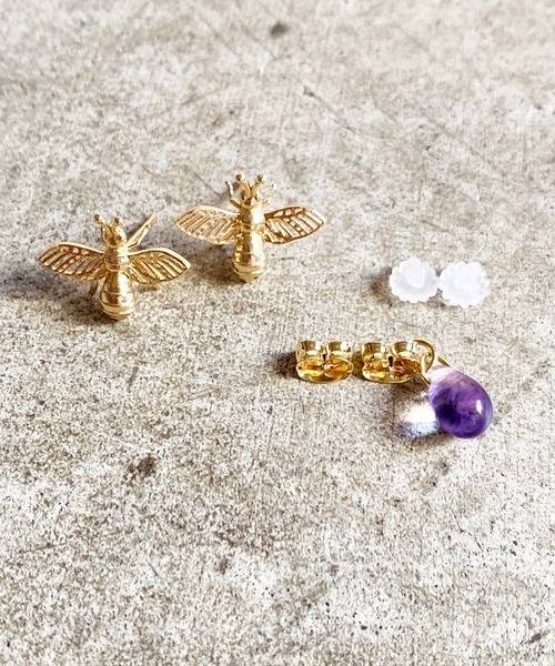 gargle ガーグル: bee 蜂 ハチ ミツバチ ピアス（ピアス（両耳用