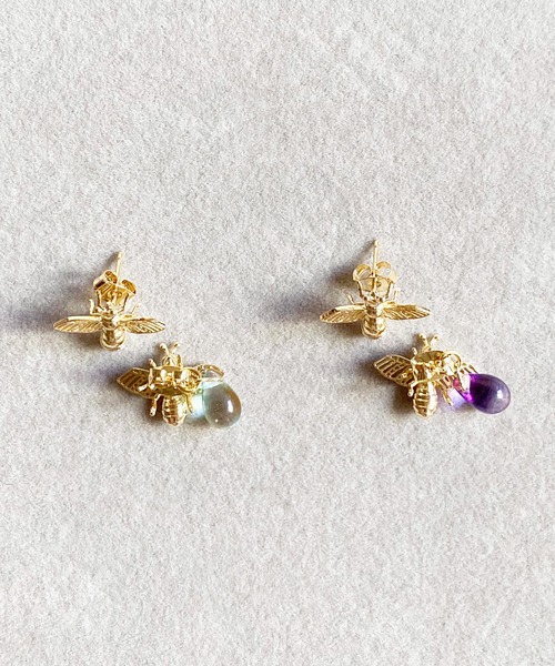 gargle ガーグル: bee 蜂 ハチ ミツバチ ピアス（ピアス（両耳用