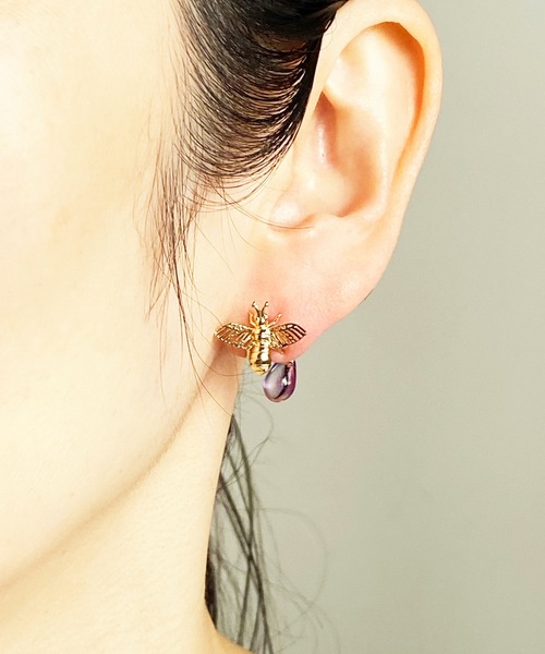 gargle ガーグル: bee 蜂 ハチ ミツバチ ピアス（ピアス（両耳用
