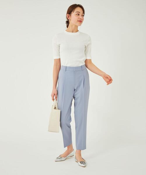 【グリーンレーベルリラクシング】レーヨン Vネック リブカットソー 五分袖 古着 グリーンレーベルリラクシング】レーヨン Vネック リブ