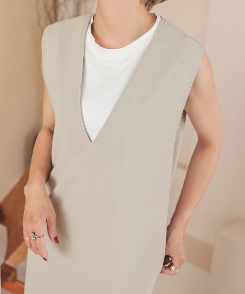 DONOBAN（ドノバン）の「【pufe】Vネック ワンピース（ワンピース・レディース・ブラック/アイボリー/グレイッシュベージュ/チャコール・F）」の14枚目の写真