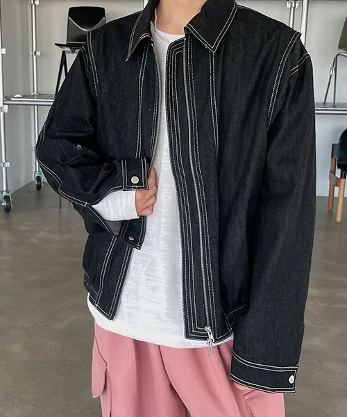 ASCLO(エジュクロ)の「【THE KLOBAL STAGE 韓国アイドル着用】ASCLO Bernie Stitch Denim Jacket(デニムジャケット・メンズ・ブラック・FREE)」の8枚目の写真