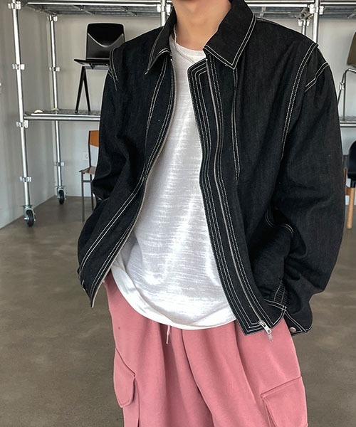 ASCLO(エジュクロ)の「【THE KLOBAL STAGE 韓国アイドル着用】ASCLO Bernie Stitch Denim Jacket(デニムジャケット・メンズ・ブラック・FREE)」の14枚目の写真
