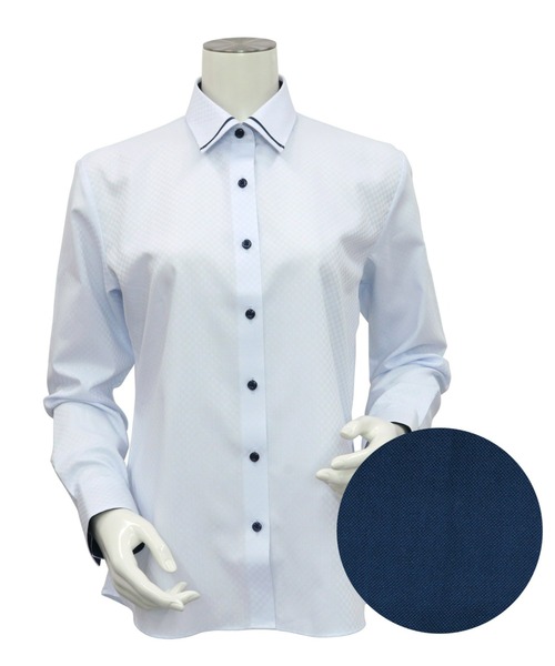 TOKYO SHIRTS(トウキョウシャツ)の「形態安定ノーアイロン マイターレギュラー 長袖ビジネスワイシャツ(ビジネスシャツ・レディース・ライトブルー・XL/XS/LL/S/M/L)」の3枚目の写真