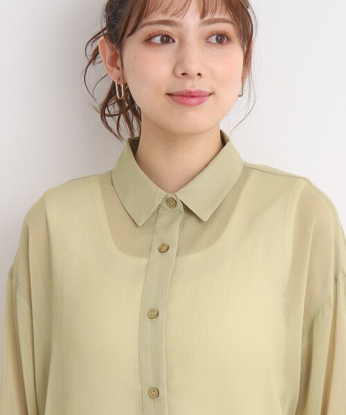 Cutie Blonde（キューティーブロンド）の「◆【大人の抜け感】シアー前開きシャツ（シャツ/ブラウス・レディース・ブルー/黄緑系/グレー/ブラック・00）」の8枚目の写真