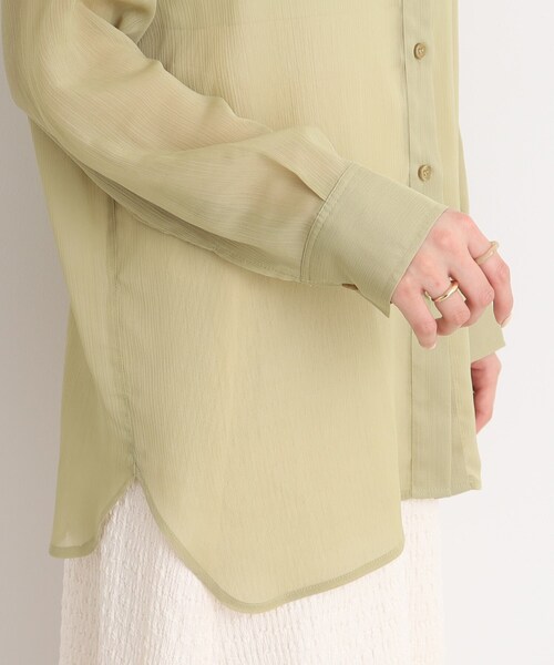 Cutie Blonde（キューティーブロンド）の「◆【大人の抜け感】シアー前開きシャツ（シャツ/ブラウス・レディース・ブルー/黄緑系/グレー/ブラック・00）」の9枚目の写真