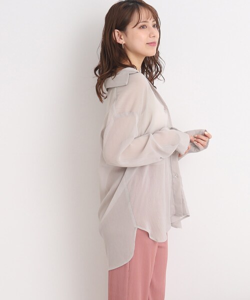 Cutie Blonde（キューティーブロンド）の「◆【大人の抜け感】シアー前開きシャツ（シャツ/ブラウス・レディース・ブルー/黄緑系/グレー/ブラック・00）」の12枚目の写真