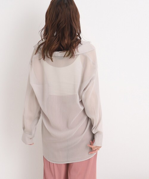 Cutie Blonde（キューティーブロンド）の「◆【大人の抜け感】シアー前開きシャツ（シャツ/ブラウス・レディース・ブルー/黄緑系/グレー/ブラック・00）」の13枚目の写真