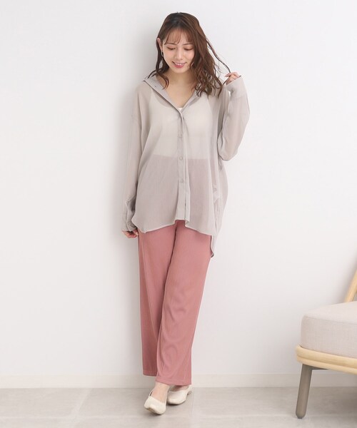 Cutie Blonde（キューティーブロンド）の「◆【大人の抜け感】シアー前開きシャツ（シャツ/ブラウス・レディース・ブルー/黄緑系/グレー/ブラック・00）」の15枚目の写真