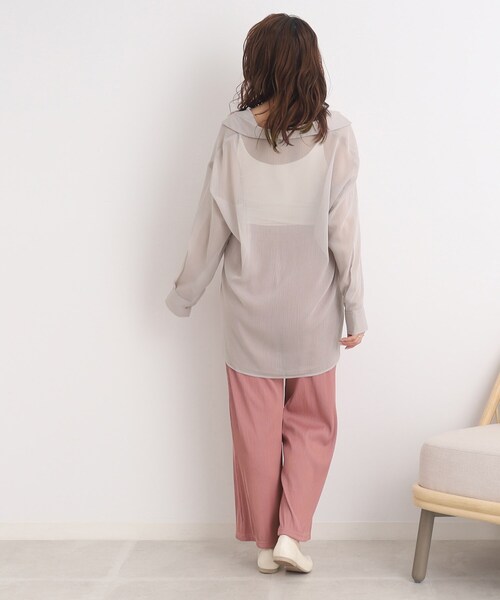 Cutie Blonde（キューティーブロンド）の「◆【大人の抜け感】シアー前開きシャツ（シャツ/ブラウス・レディース・ブルー/黄緑系/グレー/ブラック・00）」の17枚目の写真