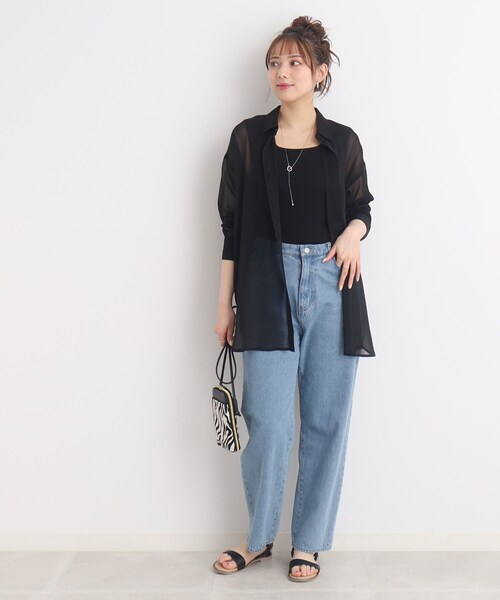 Cutie Blonde（キューティーブロンド）の「◆【大人の抜け感】シアー前開きシャツ（シャツ/ブラウス・レディース・ブルー/黄緑系/グレー/ブラック・00）」の22枚目の写真