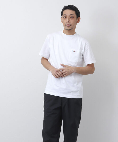 NOLLEY'S goodman（ノーリーズグッドマン）の「クジラワッペン クルーネック ポケットTシャツ（Tシャツ/カットソー・メンズ・ネイビー/ホワイト系その他6/ブルー系その他7/ホワイト/グレイッシュベージュ・L/XL/M/S）」の15枚目の写真