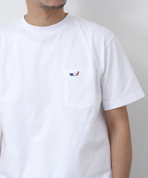 NOLLEY'S goodman（ノーリーズグッドマン）の「クジラワッペン クルーネック ポケットTシャツ（Tシャツ/カットソー・メンズ・ネイビー/ホワイト系その他6/ブルー系その他7/ホワイト/グレイッシュベージュ・L/XL/M/S）」の17枚目の写真