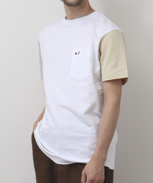 NOLLEY'S goodman（ノーリーズグッドマン）の「クジラワッペン クルーネック ポケットTシャツ（Tシャツ/カットソー・メンズ・ネイビー/ホワイト系その他6/ブルー系その他7/ホワイト/グレイッシュベージュ・L/XL/M/S）」の19枚目の写真