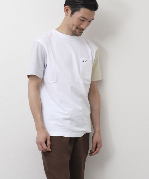 NOLLEY'S goodman（ノーリーズグッドマン）の「クジラワッペン クルーネック ポケットTシャツ（Tシャツ/カットソー・メンズ・ネイビー/ホワイト系その他6/ブルー系その他7/ホワイト/グレイッシュベージュ・L/XL/M/S）」の20枚目の写真