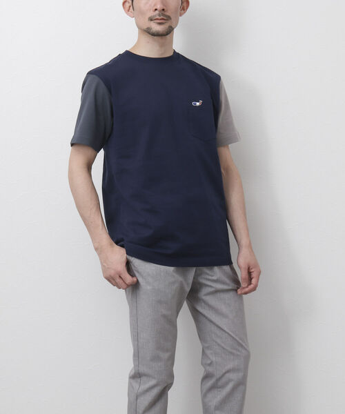 ウール混ジップフライ クルーネックTシャツ セール】クジラワッペン クルーネック ポケットTシャツ（Tシャツ