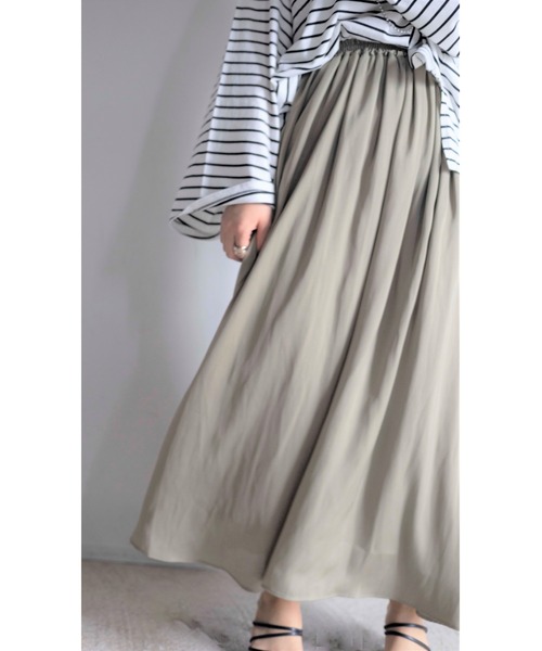 Yucca(ユッカ)の「とろみギャザースカート (MEKKE 低身長向け)(スカート・レディース・カーキ/サックスブルー/レッド・FREE)」の11枚目の写真