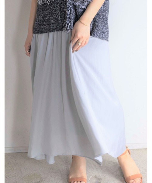 Yucca(ユッカ)の「とろみギャザースカート (MEKKE 低身長向け)(スカート・レディース・カーキ/サックスブルー/レッド・FREE)」の6枚目の写真