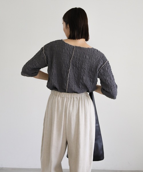 クリンクルバイカラーメロートップス（Tシャツ/カットソー）｜select