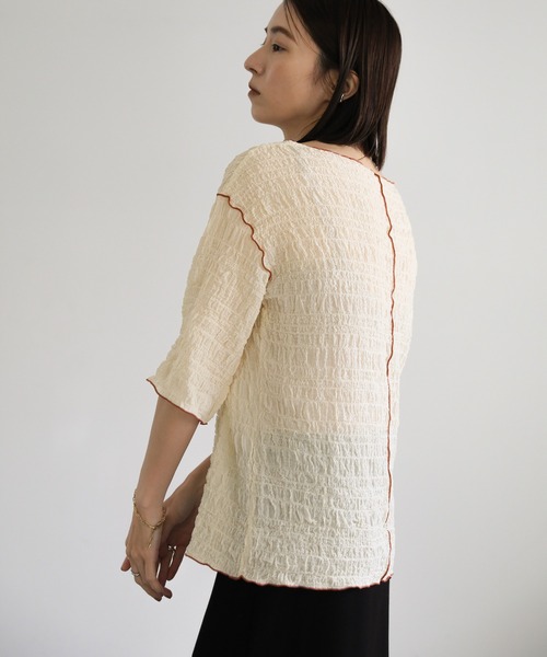 クリンクルバイカラーメロートップス（Tシャツ/カットソー）｜select