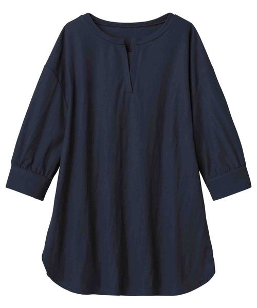 alotta(アロッタ)の「衿フェイク裾ラウンドチュニック(チュニック・レディース・ネイビー/スモークピンク/サックスブルー/ブラック/ブルー/アッシュグレー/ライラック/ライトグレー/ピンク・MEDIUM/LARGE/X-LARGE/XX-LARGE)」の10枚目の写真