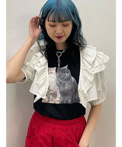 jouetie（ジュエティ）の「コットンフリルブラウス（シャツ/ブラウス・レディース・ブラック/パープル/オフホワイト・MEDIUM）」の2枚目の写真