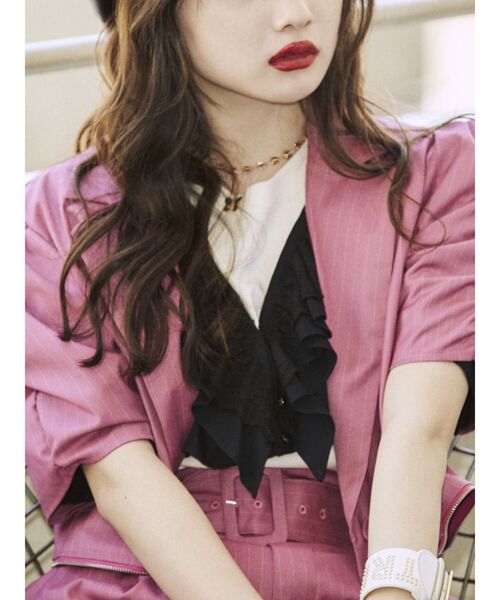 jouetie（ジュエティ）の「コットンフリルブラウス（シャツ/ブラウス・レディース・ブラック/パープル/オフホワイト・MEDIUM）」の22枚目の写真