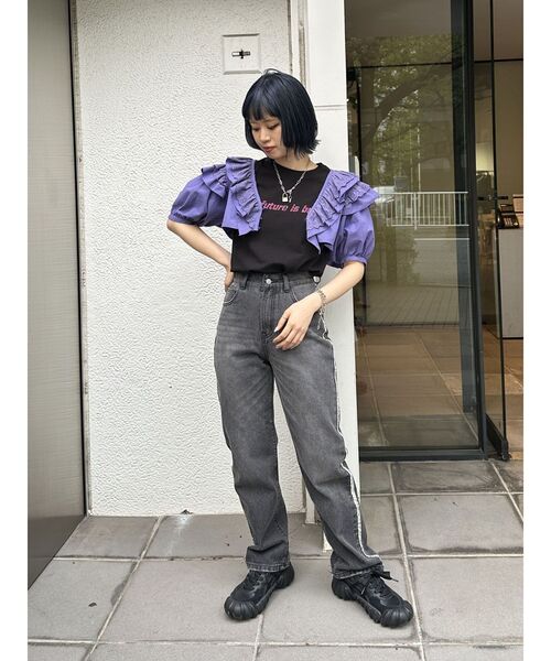 jouetie（ジュエティ）の「コットンフリルブラウス（シャツ/ブラウス・レディース・ブラック/パープル/オフホワイト・MEDIUM）」の20枚目の写真