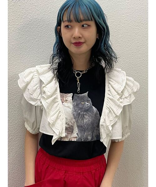 jouetie（ジュエティ）の「コットンフリルブラウス（シャツ/ブラウス・レディース・ブラック/パープル/オフホワイト・MEDIUM）」の19枚目の写真