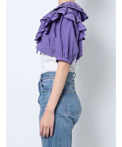 jouetie（ジュエティ）の「コットンフリルブラウス（シャツ/ブラウス・レディース・ブラック/パープル/オフホワイト・MEDIUM）」の16枚目の写真