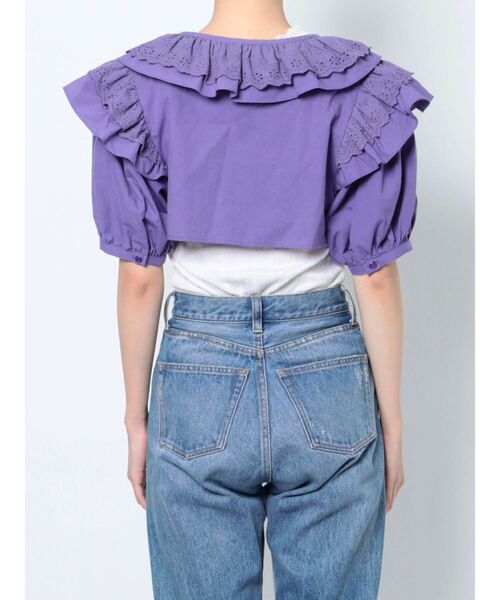 jouetie（ジュエティ）の「コットンフリルブラウス（シャツ/ブラウス・レディース・ブラック/パープル/オフホワイト・MEDIUM）」の15枚目の写真