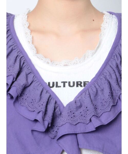 jouetie（ジュエティ）の「コットンフリルブラウス（シャツ/ブラウス・レディース・ブラック/パープル/オフホワイト・MEDIUM）」の14枚目の写真