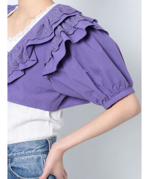 jouetie（ジュエティ）の「コットンフリルブラウス（シャツ/ブラウス・レディース・ブラック/パープル/オフホワイト・MEDIUM）」の13枚目の写真