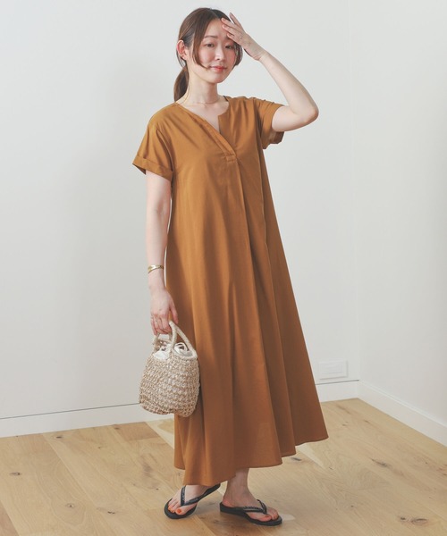 BEAMS HEART(ビームスハート)の「BEAMS HEART / スキッパーネック 2WAYワンピース(ワンピース・レディース・ブラウン系その他3/ブラウン系その他/ブラック・FREE)」の9枚目の写真