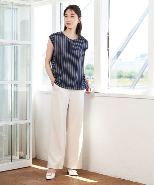 TOKYO SHIRTS(トウキョウシャツ)の「フロントビジューノースリーブブラウス(シャツ/ブラウス・レディース・オフホワイト/ブラック/ネイビー・L/M)」の18枚目の写真