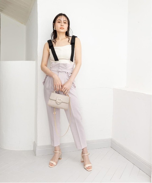 RANDA（ランダ）の「2WAYショルダーリボントップス（タンクトップ・レディース・グレー/クリーム/パープル・0/1）」の5枚目の写真