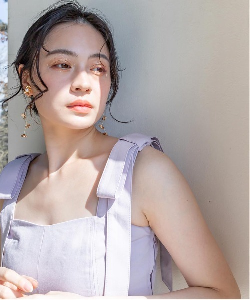 RANDA（ランダ）の「2WAYショルダーリボントップス（タンクトップ・レディース・グレー/クリーム/パープル・0/1）」の6枚目の写真